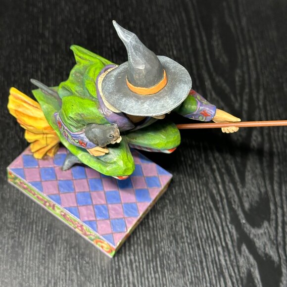 Jim Shore Heartwood Creek "Swept Away" Witch on Broom w/Black Cat - 2006 - Picture 6 of 10